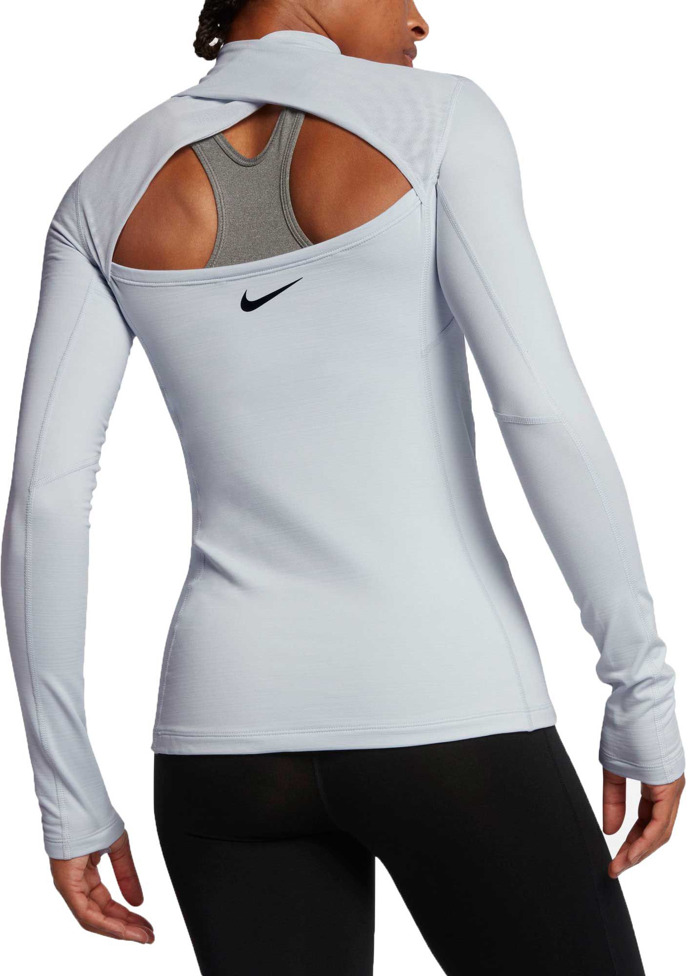 nike women's pro hyperwarm half zip long sleeve shirt