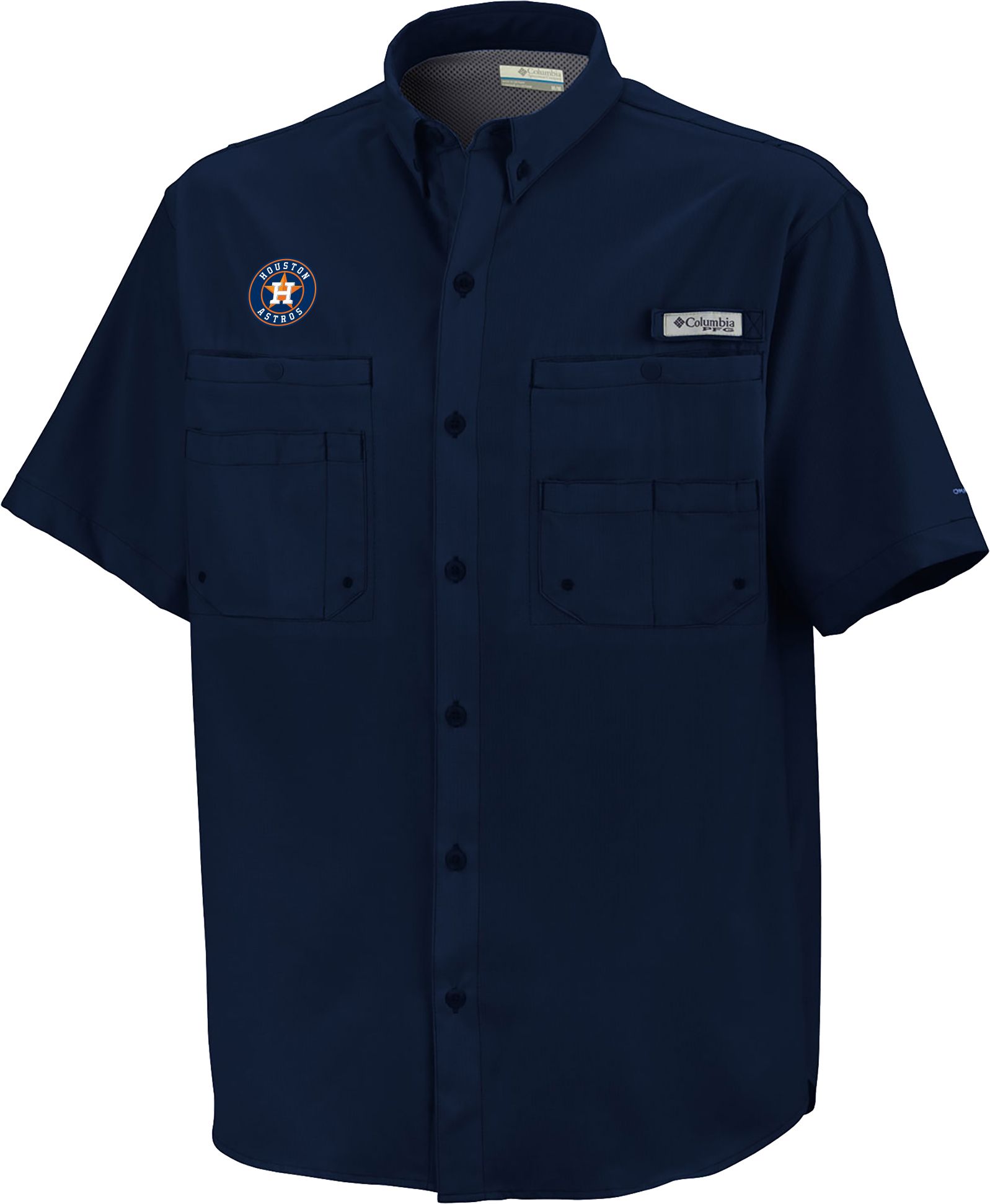 columbia men's houston astros navy tamiami performance short sleeve shirt